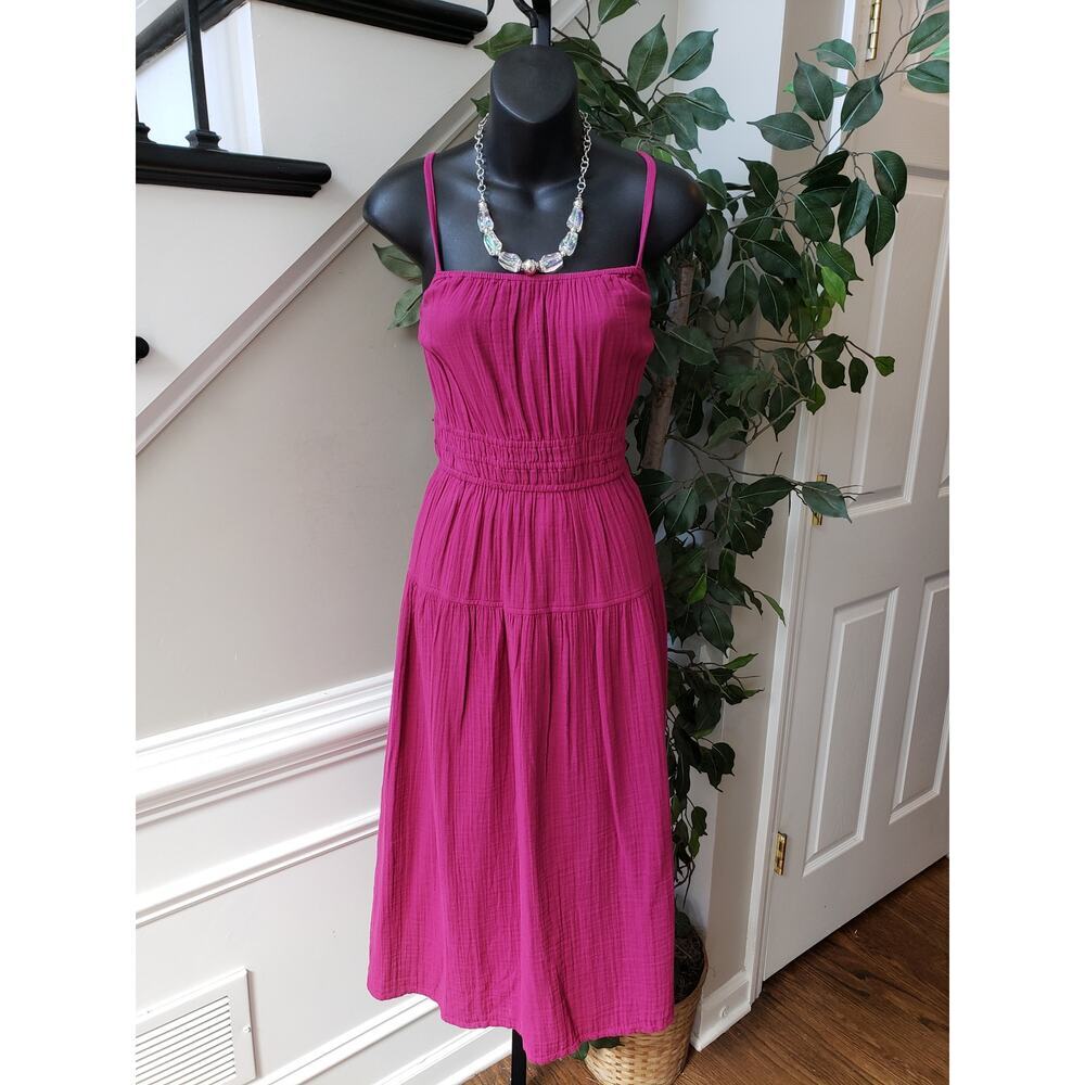 Old Navy Maxi Dress Women's Medium Pink Sleeveless Spaghetti Straps Square Neck